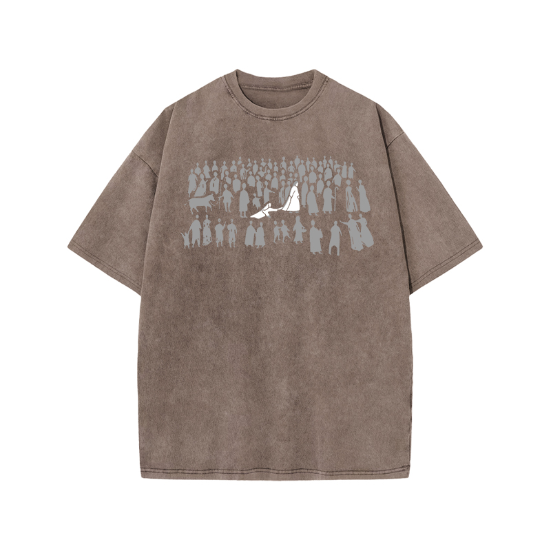 Vintage Silhouette Graphic Graphic Print Acid Washed T-shirt - Coffee - US20-22(3XL) - image 6