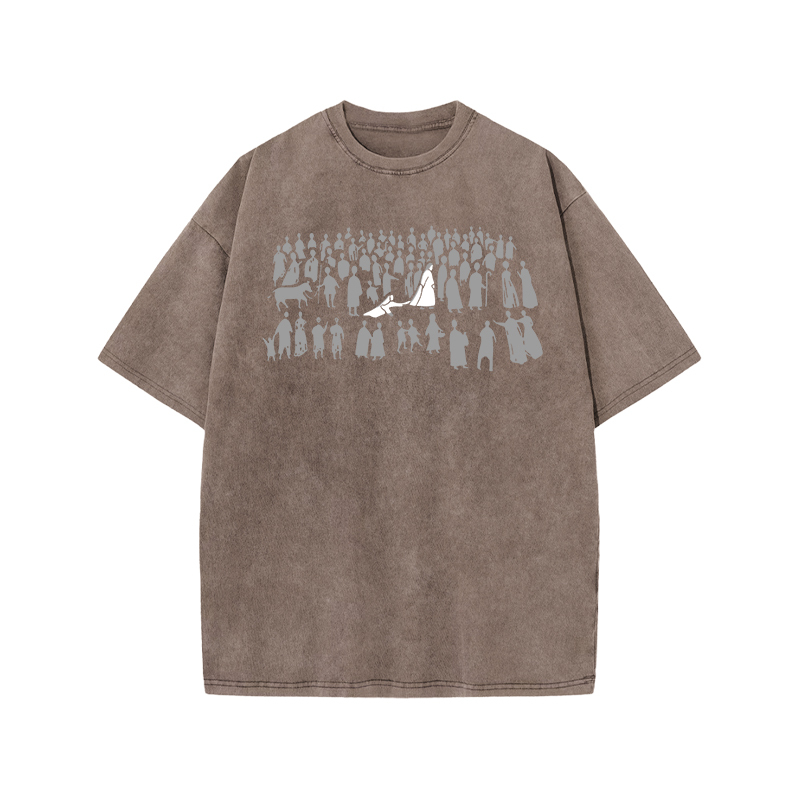 Vintage Silhouette Graphic Graphic Print Acid Washed T-shirt - Coffee - US20-22(3XL) - image 6