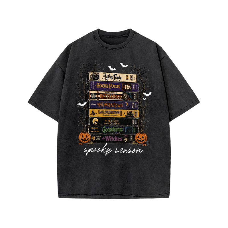 Vintage Halloween Graphic Print Acid Washed T-shirt - Black - US20-22(3XL) - image 1