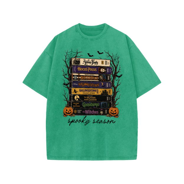 Vintage Halloween Graphic Print Acid Washed T-shirt - Green - US20-22(3XL) - image 8