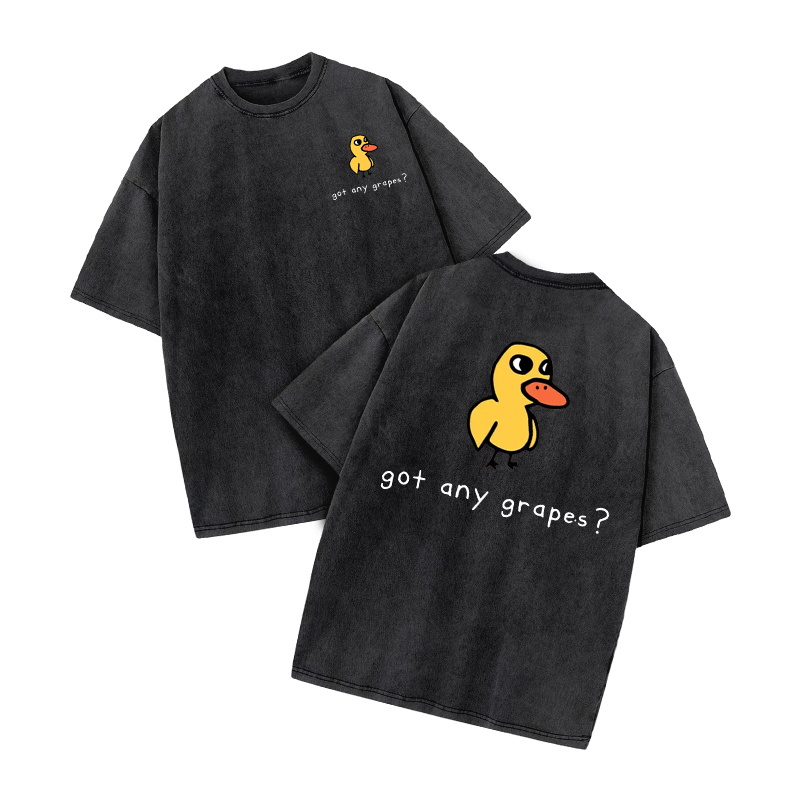 Got Any Grapes? Duck Graphic Print Acid Washed T-shirt - Grey - US20-22(3XL) - image 3