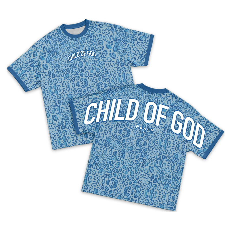 Child of God Leopard Print T-Shirt - Blue - 3XL - image 1