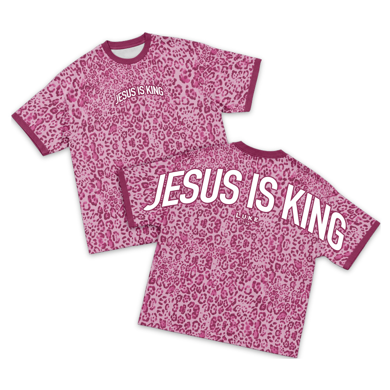 Street Leopard Print Jesus Is King T-Shirt - Pink - 3XL - image 2