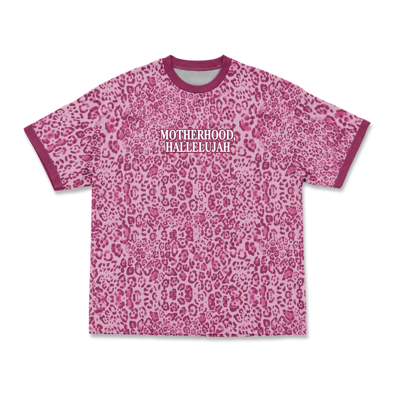 Motherhood Hallelujah Street Style Leopard Print T-Shirt - Pink - 3XL - image 3