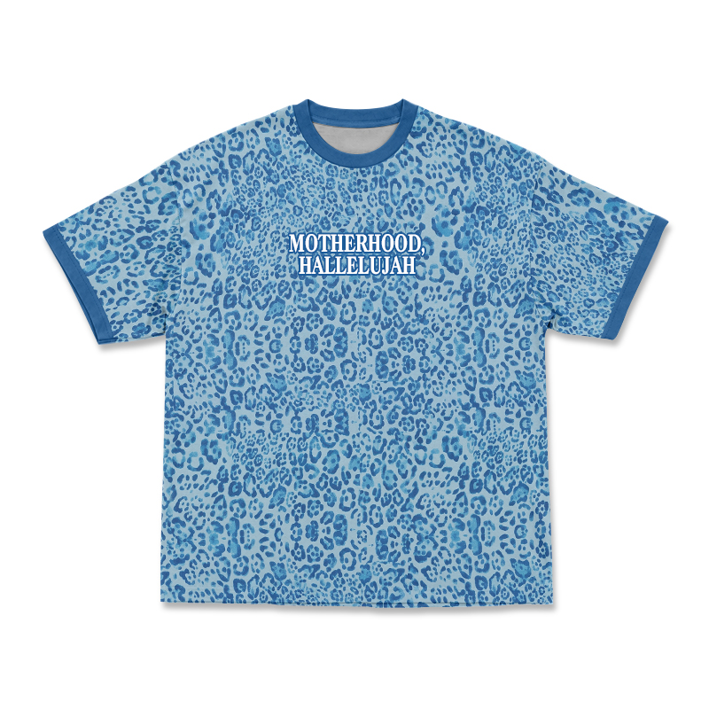 Motherhood Hallelujah Street Style Leopard Print T-Shirt - Blue - 3XL - image 2