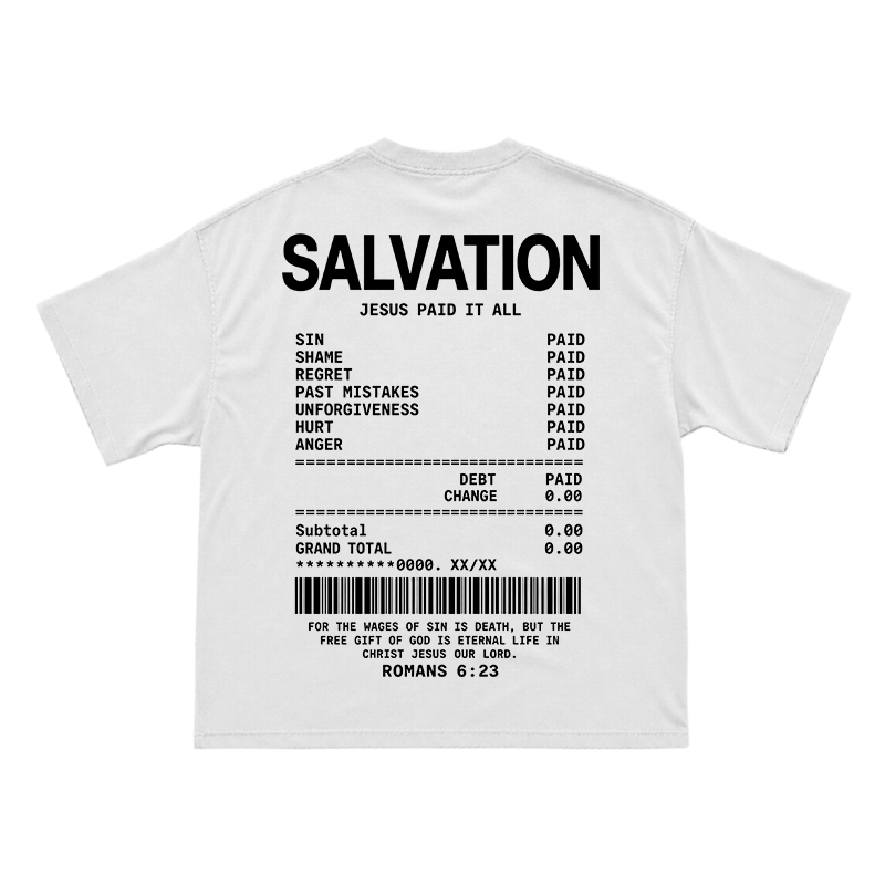 Faith Street Salvation Receipt Print T-Shirt - White - US16-18(2XL) - image 1