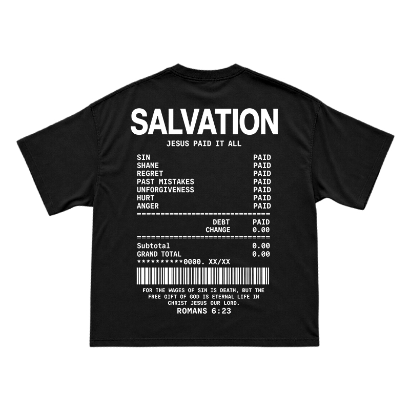 Faith Street Salvation Receipt Print T-Shirt - Black - US16-18(2XL) - image 3