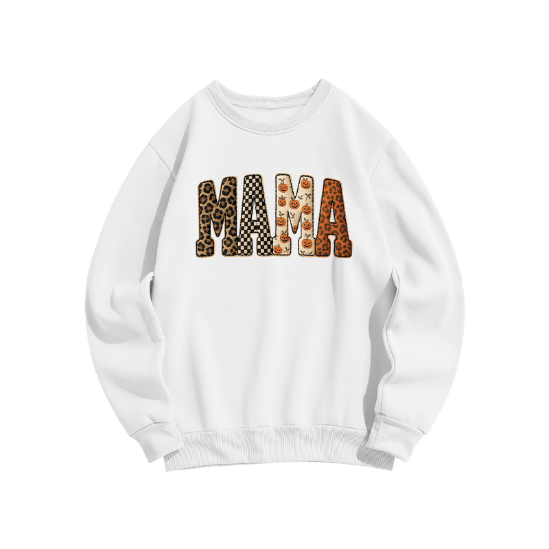 Halloween MAMA Letter Print Casual Sweatshirt - White - US16-18(2XL) - image 2