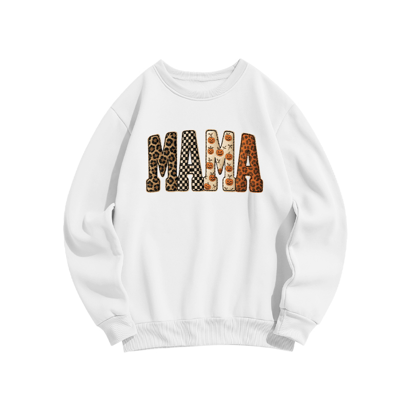 Halloween MAMA Letter Print Casual Sweatshirt - White - US16-18(2XL) - image 2