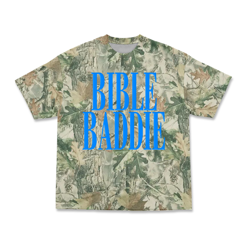 Bible Baddie Camo Graphic T-Shirt - Green - 3XL - image 3