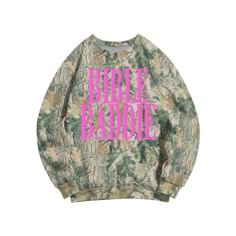 Bible Baddie Camo Graphic Sweatshirt - Green - 3XL - image 3