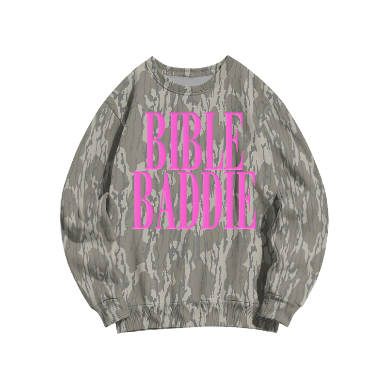 Bible Baddie Camo Graphic Sweatshirt - Coffee - 3XL - image 2