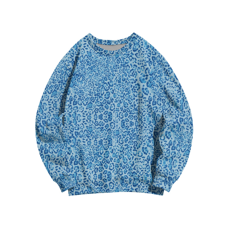 Street Leopard Graphic Print Sweatshirt - Blue - 3XL - image 1