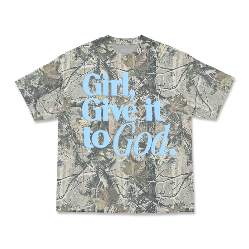 Casual Camo Girl Give It to God T-Shirt - Green - 3XL - image 1