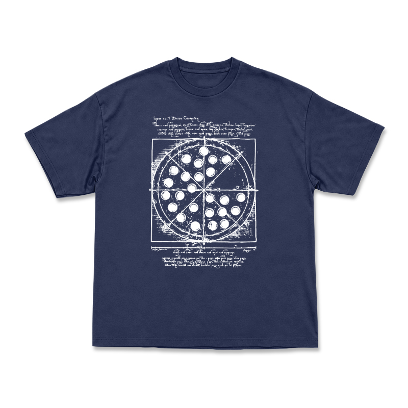 Heritage Sketch Print Ribbed Street Style T-Shirt - Navy Blue - US16-18(2XL) - image 1