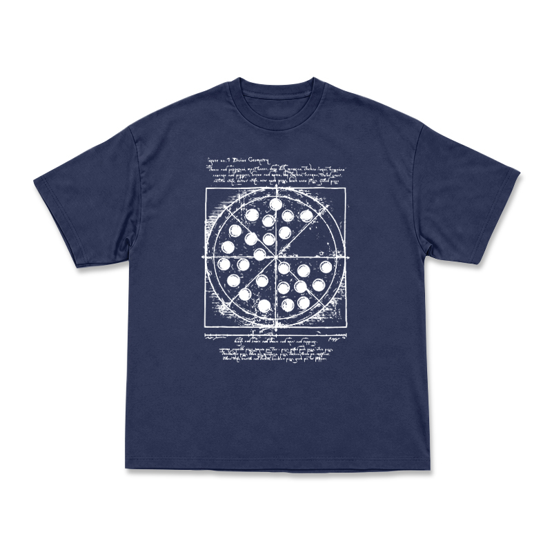 Heritage Sketch Print Ribbed Street Style T-Shirt - Navy Blue - US16-18(2XL) - image 1