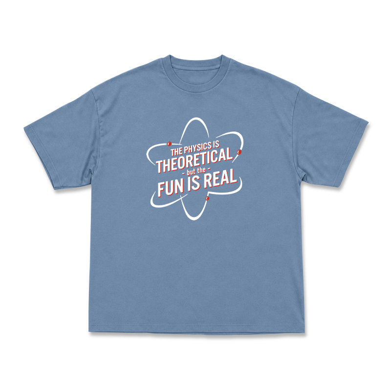 Casual Fun Is Real Slogan Physics Graphic T-Shirt  - Dusty Blue - US16-18(2XL) - image 2
