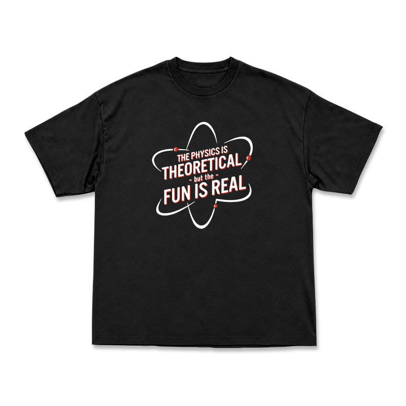 Casual Fun Is Real Slogan Physics Graphic T-Shirt  - Black - US16-18(2XL) - image 1