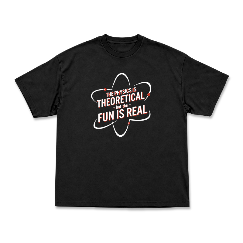 Casual Fun Is Real Slogan Physics Graphic T-Shirt  - Black - US16-18(2XL) - image 1