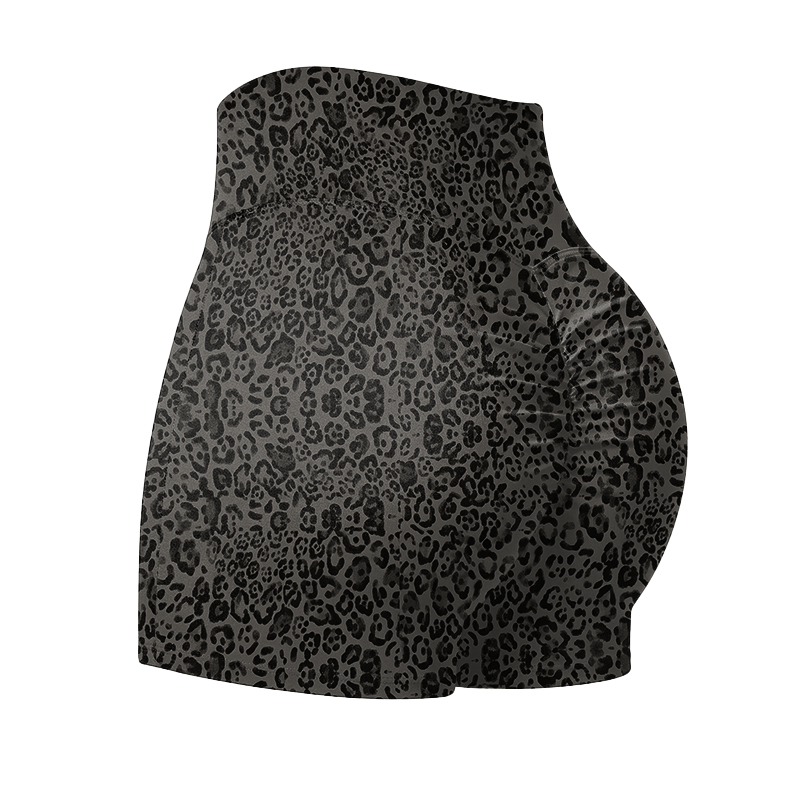 Wild Muse High Waisted Leopard Print Sculpting Yoga Shorts - Black - 4XL - image 4