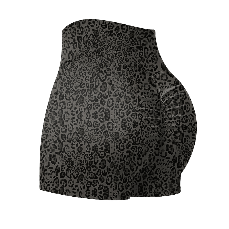 Wild Muse High Waisted Leopard Print Sculpting Yoga Shorts - Black - 4XL - image 4