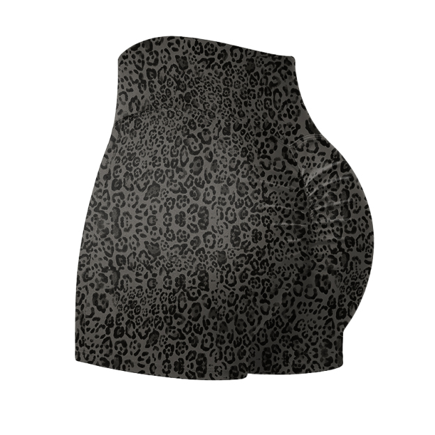 Wild Muse High Waisted Leopard Print Sculpting Yoga Shorts - Black - 4XL - image 4