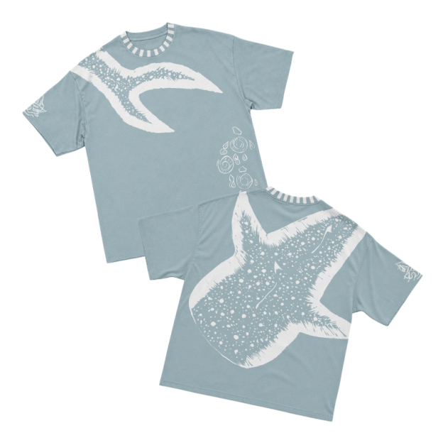 Streetwear Vintage Ocean Inspired Graphic Print T-shirt - Light Blue - 3XL - image 1