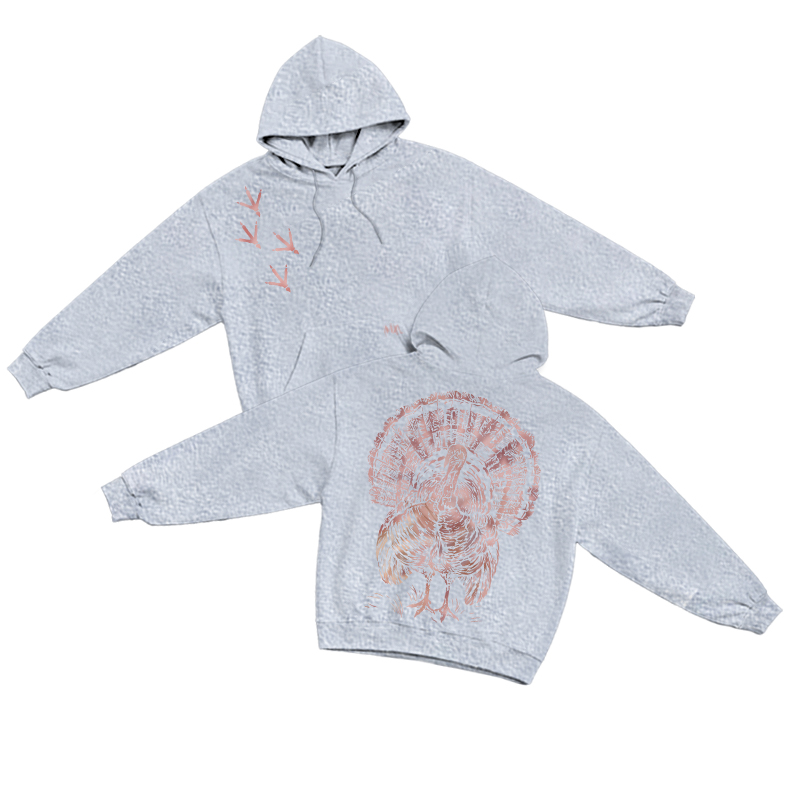 Vintage Turkey Sketch Long Sleeve Hoodie - Grey - US16-18(2XL) - image 8