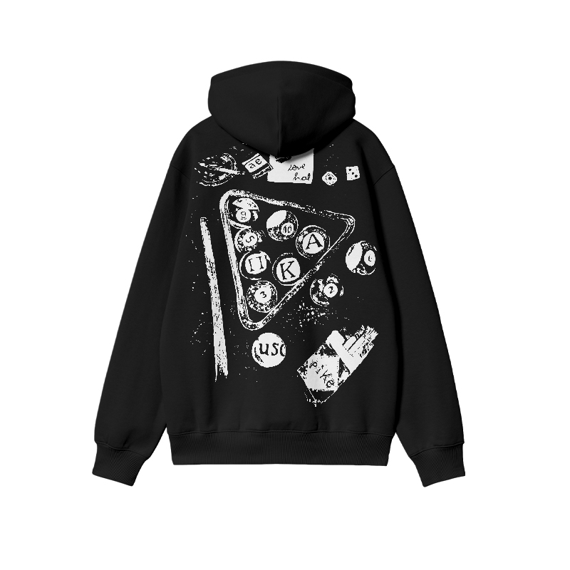 Vintage Billiards Back Bleach Graphic Print Hoodie - White - US16-18(2XL) - image 1