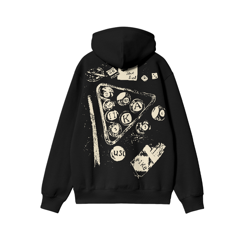 Vintage Billiards Back Bleach Graphic Print Hoodie - Golden - US16-18(2XL) - image 2