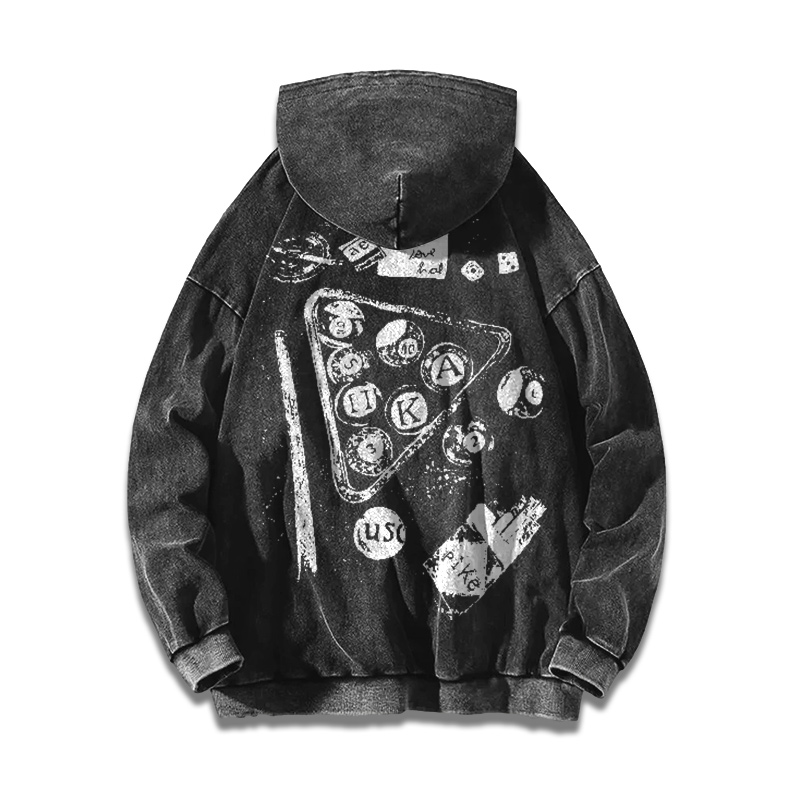 Vintage Billiards Back Bleach Graphic Acid Washed Hoodie  - White - US16-18(2XL) - image 2
