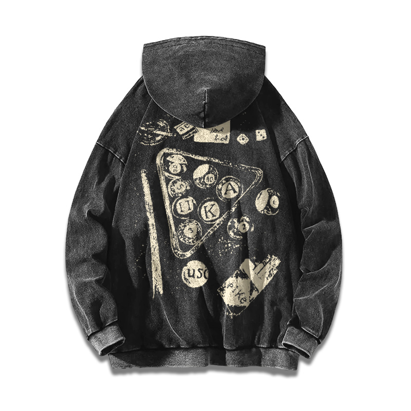 Vintage Billiards Back Bleach Graphic Acid Washed Hoodie  - Golden - US16-18(2XL) - image 1