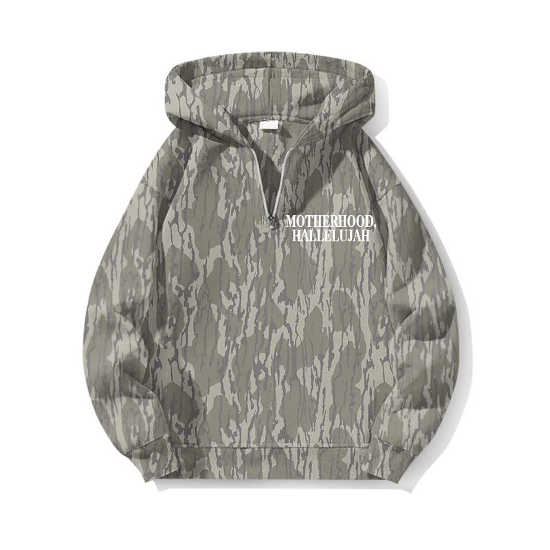 Vintage Camo MOTHERHOOD HALLELUJAH Print Causal Hoodie - Khaki - US44-46(8XL) - image 1