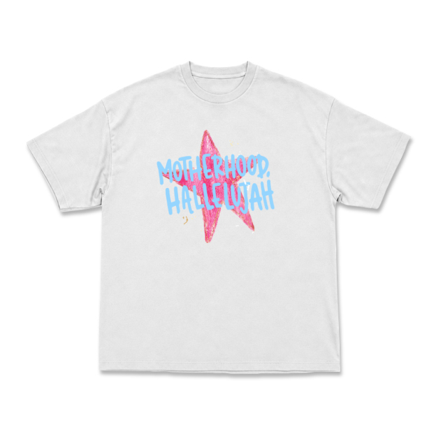 Vintage MOTHERHOOD HALLELUJAH Star Graphic Print T-Shirt - White - US16-18(2XL) - image 2