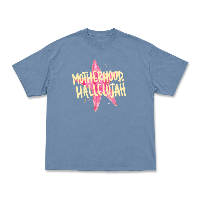 Vintage MOTHERHOOD HALLELUJAH Star Graphic Print T-Shirt - Dusty Blue - US16-18(2XL) - image 1