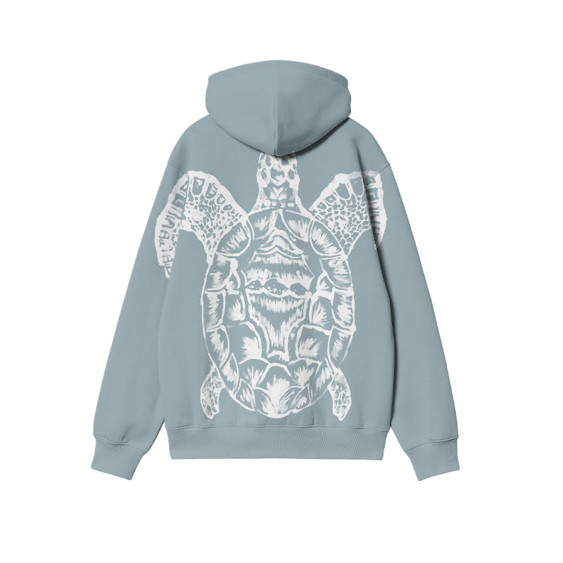 Coastal Rose Sea Turtle Bleach Hoodie - Light Blue - US32-34(5XL) - image 2