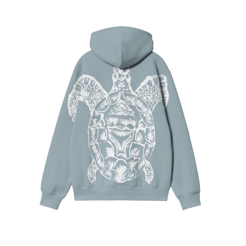 Coastal Rose Sea Turtle Bleach Hoodie - Light Blue - US32-34(5XL) - image 2