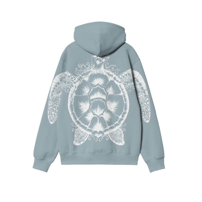 Casual Coastal Turtle Graphic Hoodie - Light Blue - US32-34(5XL) - image 2