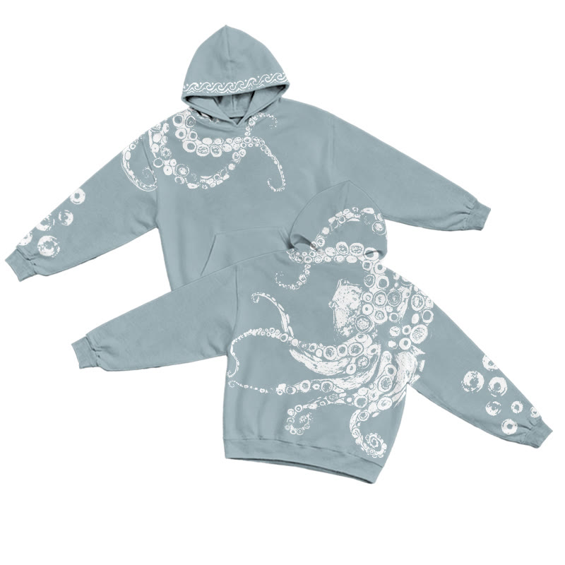 Streetwear Octopus Tentacle Bleach Print Casual Hoodie - Light Blue - US32-34(5XL) - image 1