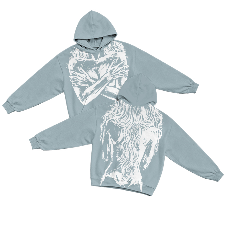 Urban Streetwear Abstract Figure Graphic Bleach Print Hoodie - Light Blue - US32-34(5XL) - image 1