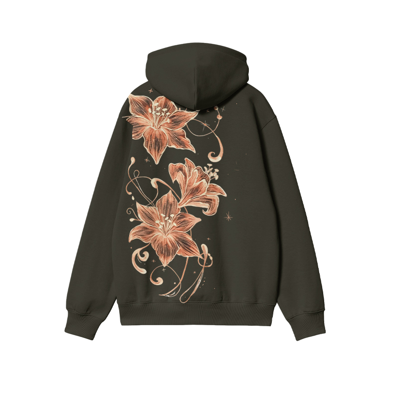 Casual Lily Graphic Long Sleeve Print Casual Hoodie - Black - US32-34(5XL) - image 1