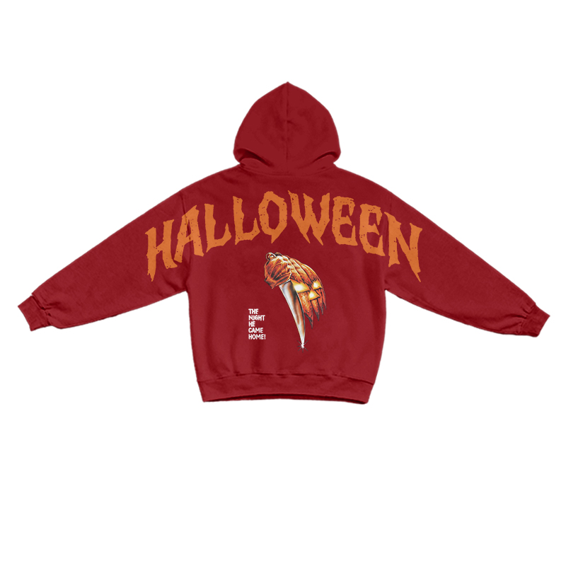 Gothic Horror Halloween Poster Graphic Hoodie - Red - US16-18(2XL) - image 2