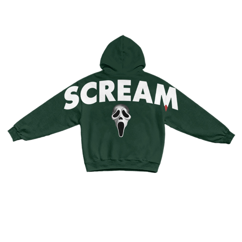 Gothic SCREAM Letter Print Long Sleeve Hoodie - Dark Green - US16-18(2XL) - image 2