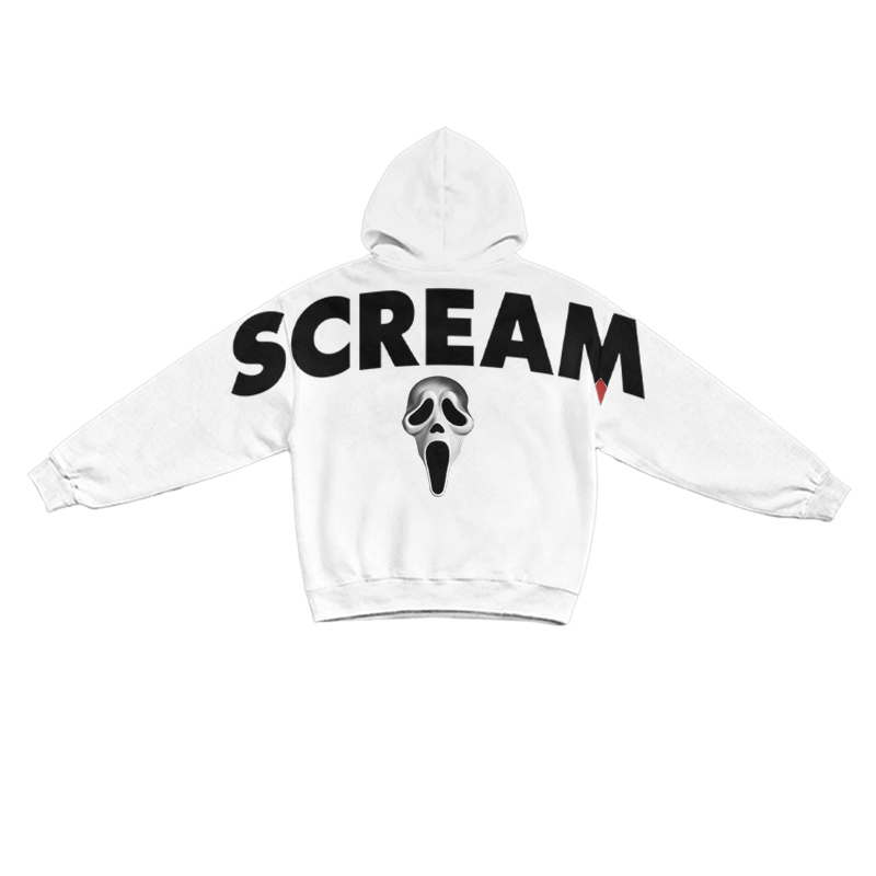 Gothic SCREAM Letter Print Long Sleeve Hoodie - White - US16-18(2XL) - image 1