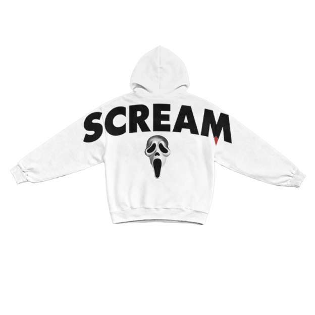 Gothic SCREAM Letter Print Long Sleeve Hoodie - White - US16-18(2XL) - image 1