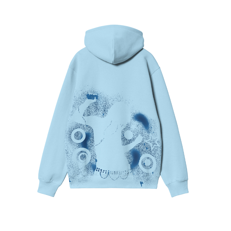 Streetwear Spray Art Portrait Art Graphic Print Hoodie - Blue - US16-18(2XL) - image 2
