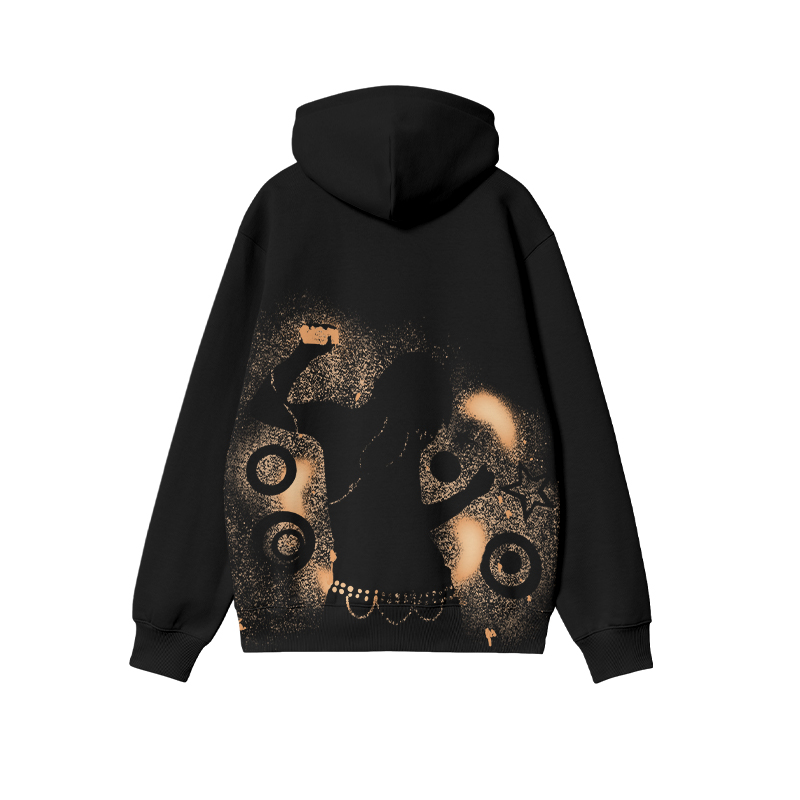 Streetwear Spray Art Portrait Art Graphic Print Hoodie - Black - US16-18(2XL) - image 1