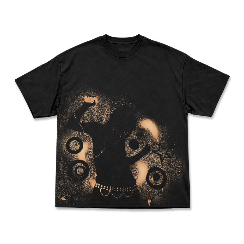 Streetwear Spray Art Portrait Art Graphic Print T-shirt - Black - US16-18(2XL) - image 1