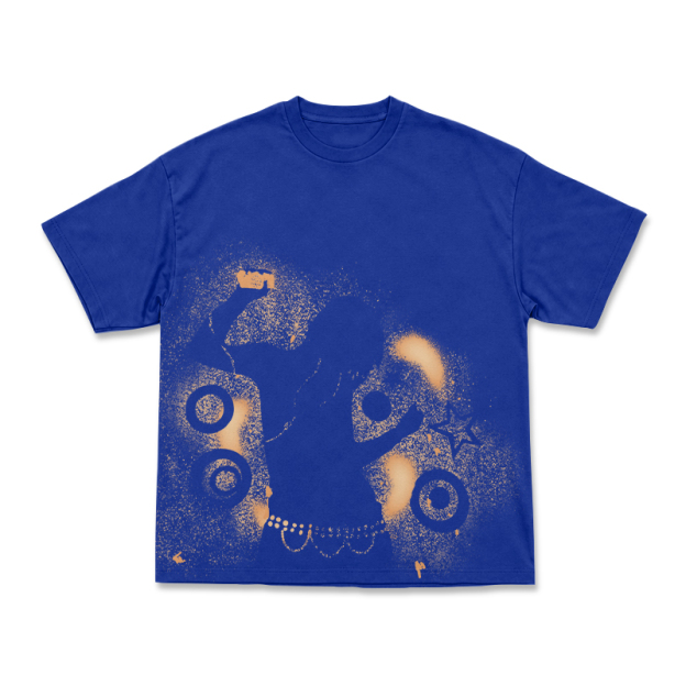 Streetwear Spray Art Portrait Art Graphic Print T-shirt - Blue - US16-18(2XL) - image 5