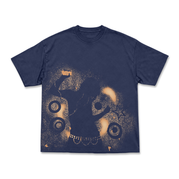 Streetwear Spray Art Portrait Art Graphic Print T-shirt - Navy Blue - US16-18(2XL) - image 4